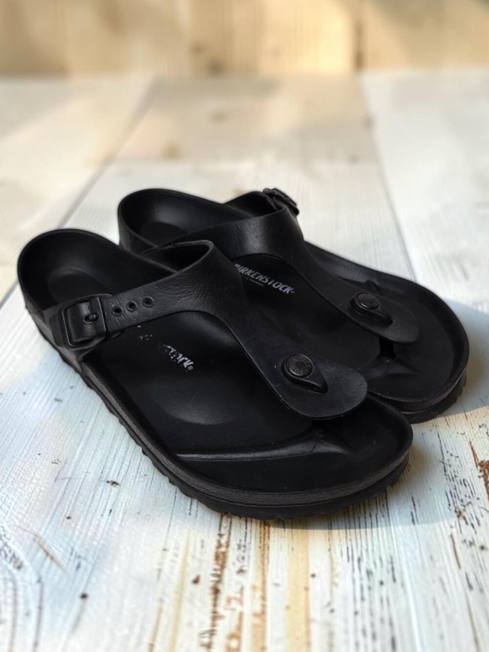 Birkenstock Gizeh EVA Lightweight Thong Sandals Unisex Black Adjustable L9 M7
